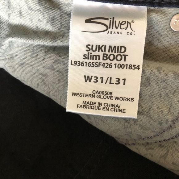 SILVER JEANS CO., SUKI MID SLIM BOOT JEANS, SIZE 31, Length 31, LIKE NEW - Picture 4 of 7